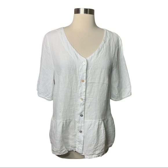 Francesca Bettini 100% Linen White Top Size Med. - Picture 9 of 9